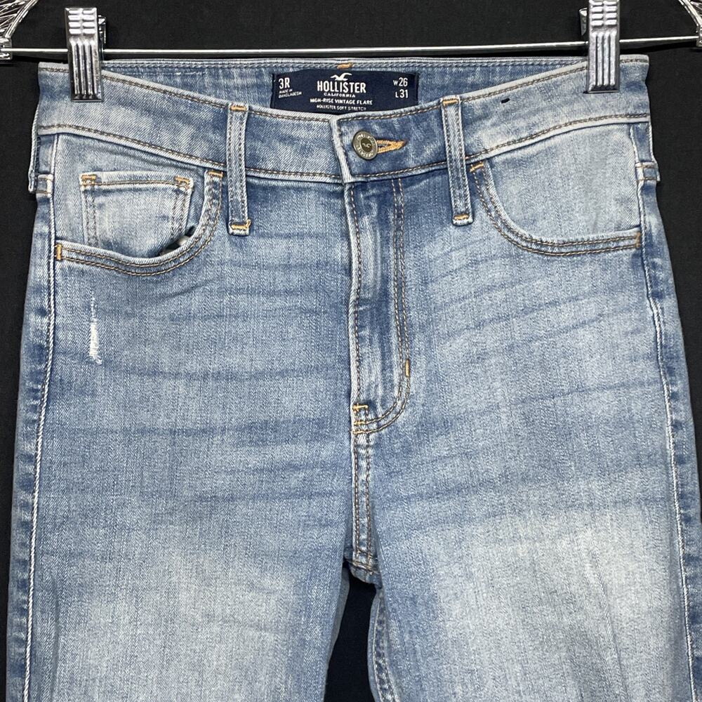 Hollister Jeans 3R Women 26 x 31 High Rise Flare Light Wash Retro Boho Festival - Picture 7 of 12